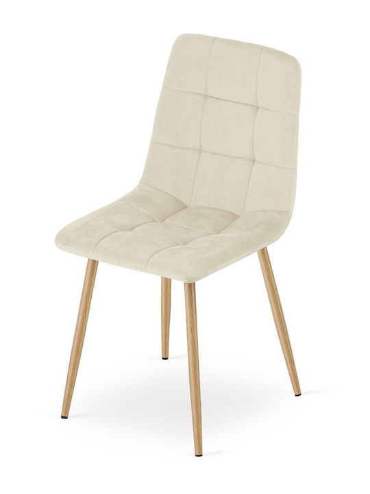 Καρέκλες Κουζίνας Βελούδινες Beige 3τμχ
