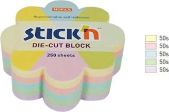 Σημειώσεις Stick N Stick`n 67x67mm Kwiatek Mix 5 Kol Pastelowych 250 Φύλλα 21832