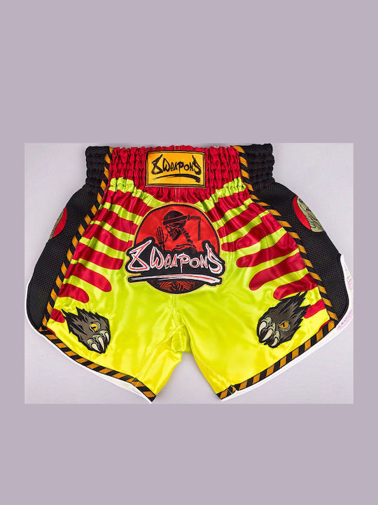 Muay Thai Shorts 8 Weapons Jurassic Black Red Green