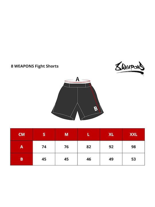 8 Weapons 8310012-BKRE MMA Shorts Black 8 Weapons 8310012-BKRE MMA Shorts Black