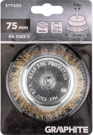 End Brush 75 Mm Crimped Wire Brass-plated 6 Mm Shank