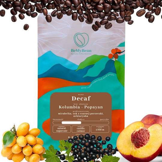 Bemybean Безкофеинов Кафе На Зърна Колумбия Попаян Натурален Захарна Тръстика Еспресо 250 Г