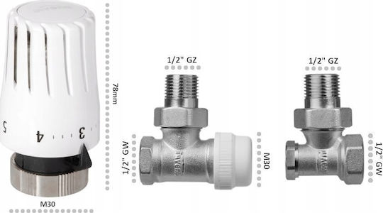 Invena Manual Thermostatic Radiator Valve for Radiator Body 1pcs