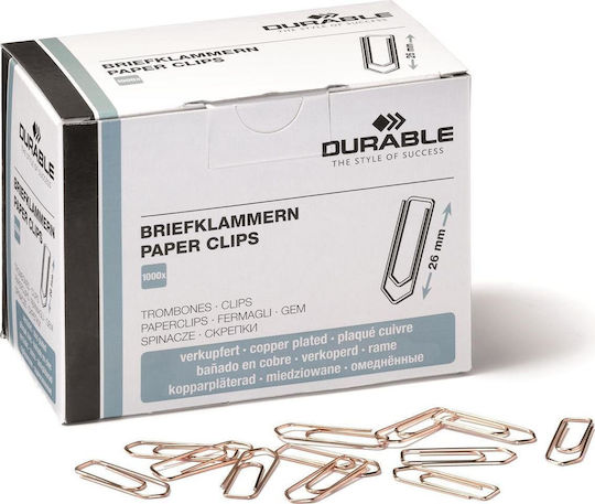 Durable Durable Paper Clips 26 Mm 1000 Pieces Copper Plated