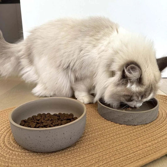 Duvo Plus Ceramic Bowl Food for Dog & Cat 260ml in Gray Color