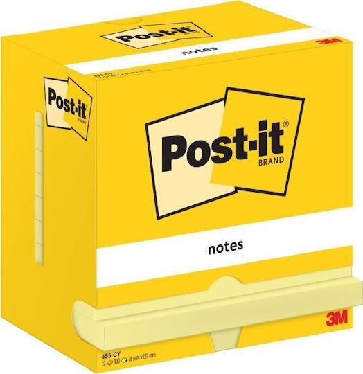 Post-it 3m Bloc Autocolant Post-it 76x127mm 12x100 File Galben