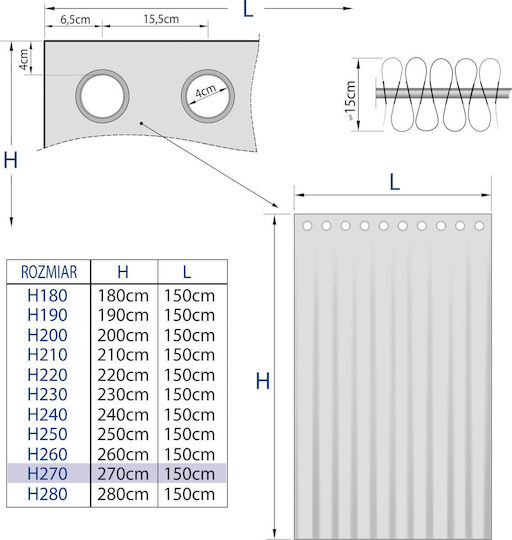 Hobbygarden Κουρτίνα 270 Εκ Wave Γκρι