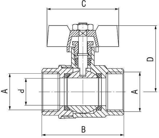 Ferro Σφαιρική Βαλβίδα Σπείρωμα 1/2" Νερού Km1