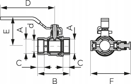 Supapă Sferică Filet Mâner Aerisitor Capac 3/4 F-power