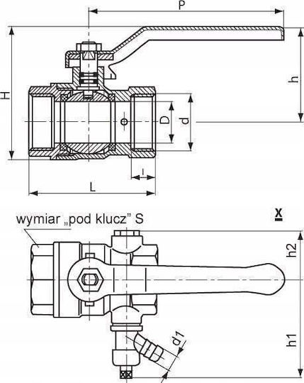 Сферичен Кран Perfexim Pha-008 G1/2 Ww Pn30 C Dn15 Кран За Източване Cuzn-c