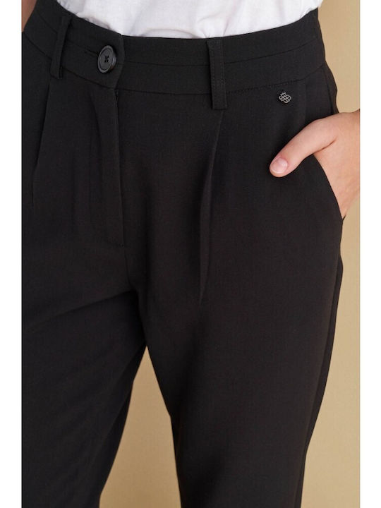 Women's Fabric Trousers Regular Fit Black
