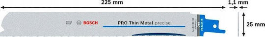Bosch Reciprocating Saw Blade Pro Thin Metal Precise S1137eaf 1.1 x 25 x 225mm 5 Pieces
