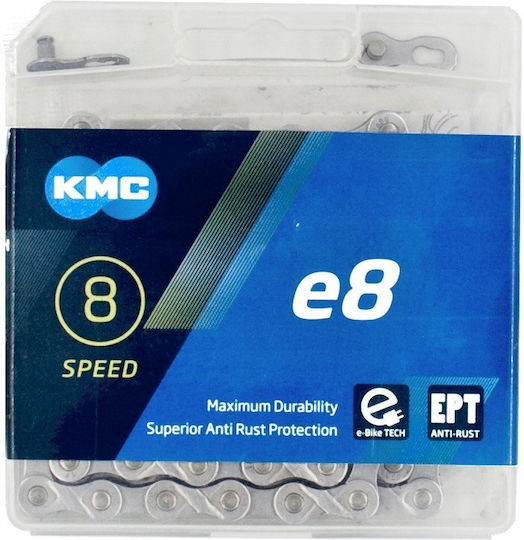 Kmc E8 Turbo Ept 8-Speed 122-Links Bicycle Chain
