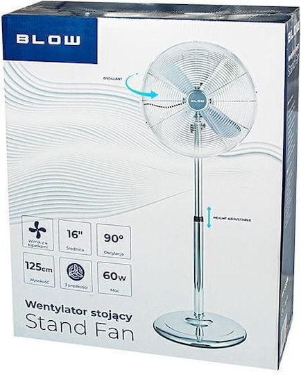 Blow Ανεμιστήρας Ορθοστάτης 60W Διαμέτρου 40.64cm Ασημί