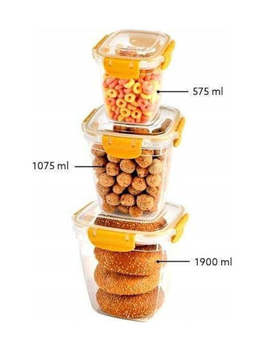 Katex Set 3 Stück Allgemeine Verwendung Glas Vasen mit Deckel Transparent 1900ml 3 Stück