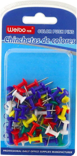 Set Colored Push Pins Cork Boards Office School 50 Pieces Edukamp