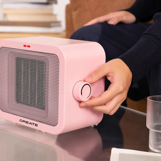 Create Warm Box Ceramic Fan Heater Room Floor Pink 1500W