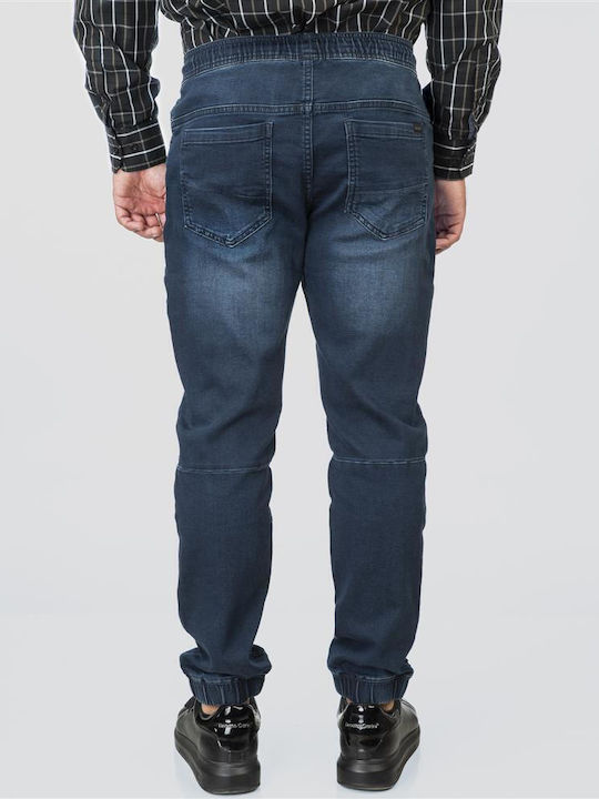 Men's Elastic Relaxed Fit Jeans Pants Blue