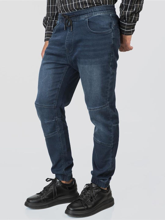 Men's Elastic Relaxed Fit Jeans Pants Blue