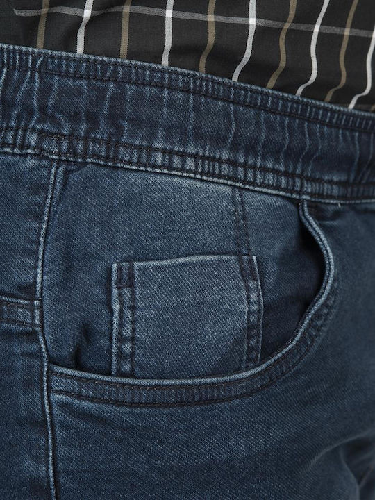 Men's Elastic Relaxed Fit Jeans Pants Blue