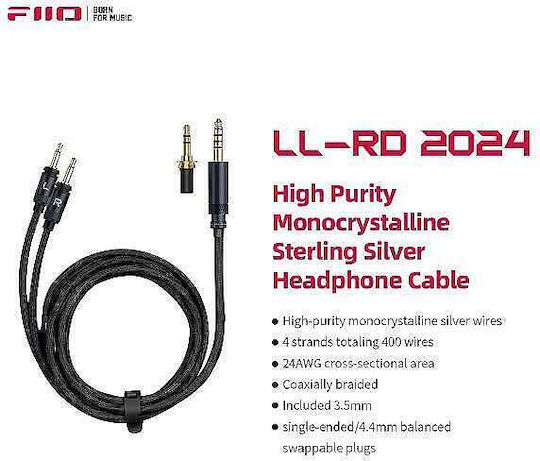 Fiio 3,5mm Klinkenkabel 3,5mm Stecker - 3,5mm Stecker Silber LL-RD 2024