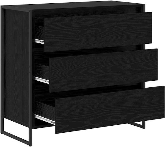 Wooden Chest of Drawers Black Beech, Black 79x36x75.5cm