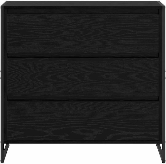 Wooden Chest of Drawers Black Beech, Black 79x36x75.5cm
