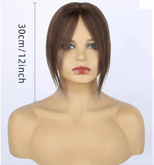 Topper Toupee De Păr Uman Full Lace Cusut Transparente Castaniu Închis Maro 12 Inch