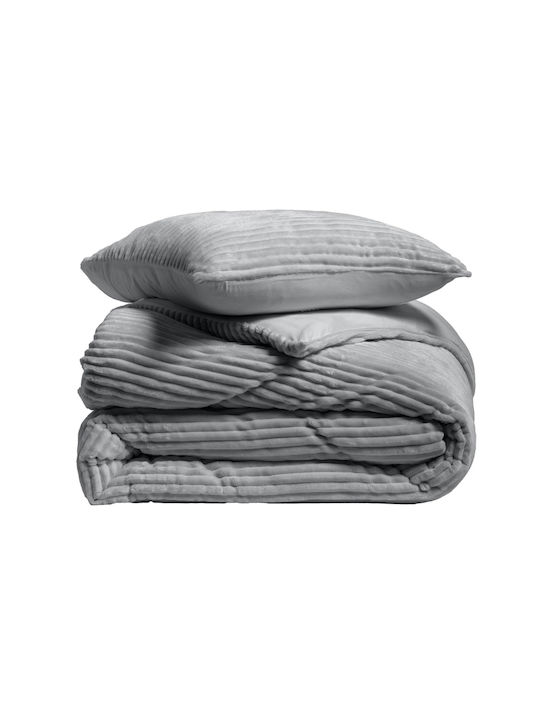 Douceur d'Intérieur Σετ Παπλωματοθήκη 220x240cm Υπέρδιπλη με 4 Μαξιλαροθήκες Veloutea Anthracite