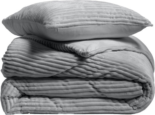 Douceur d'Intérieur Σετ Παπλωματοθήκη 220x240cm Υπέρδιπλη με 4 Μαξιλαροθήκες Veloutea Anthracite
