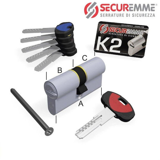 Securemme Lock Cylinder Security with 5 Keys Gold