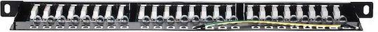 Netrack Unshielded Patch Panel for Rack 0.5U 19" with 24 cat5e / cat7 / cat6 / cat6a Ports Black