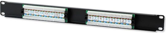 Techly Patch Panel für Rack 1U 19" 16 Steckdosen cat6 Schwarz
