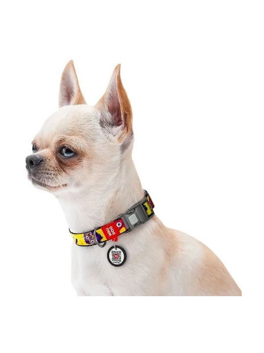 Collar Waudog Nylon Nylon Collar QR Passport Plastic Fastex Furry Monsters Pattern S 15mm/25-35cm