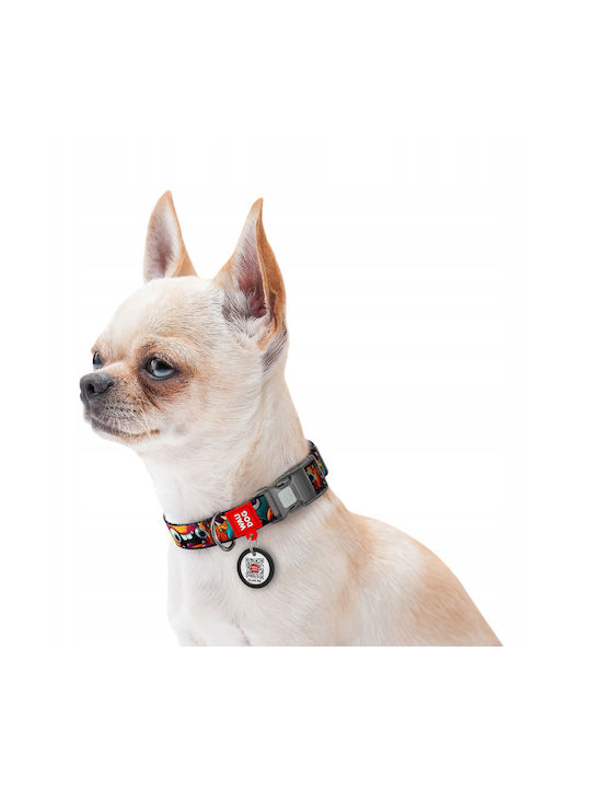 Collar Waudog Nylon Nylon Collar QR Passport Plastic Fastex Toothed Monsters Pattern S 15mm/25-35cm