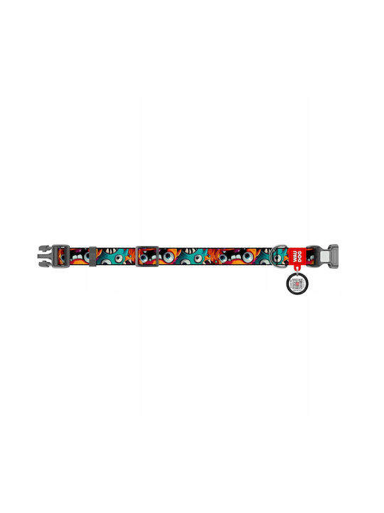 Collar Waudog Nylon Nylon Collar QR Passport Plastic Fastex Toothed Monsters Pattern S 15mm/25-35cm
