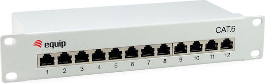 Equip Patch Panel Shielded για Rack 1U 10" 12 Θυρών cat6 Γκρι