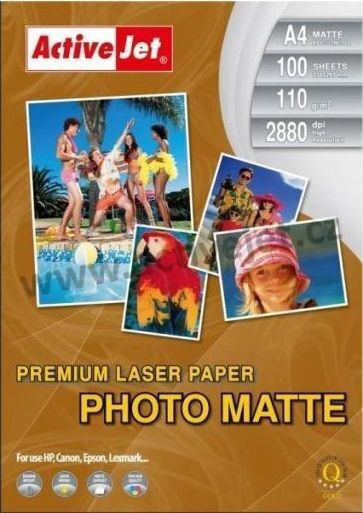 Active Jet Premium Photo Matte Photo Paper A4 (21x30) 110gr/m² for Printers Laser 100 Sheets