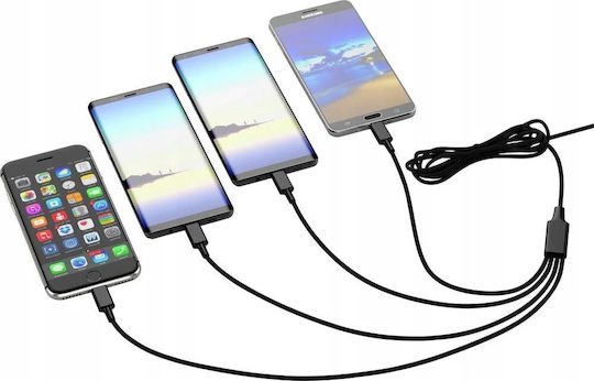 Smrter Hydra Elite 6in1 Regulär USB zu Blitzschlag / Typ-C,TC-TC / Micro-USB Kabel Schwarz 1m