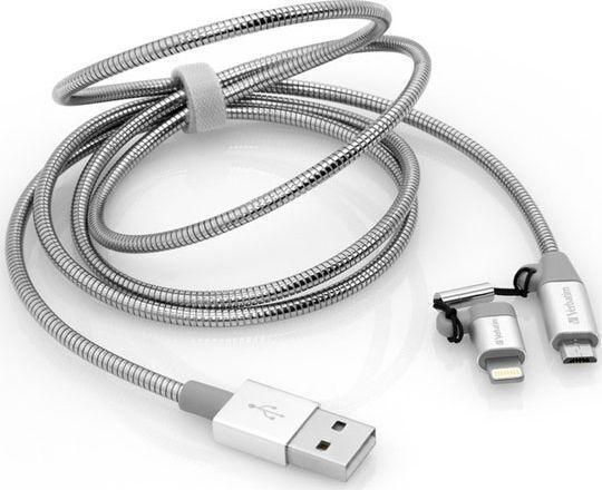 Verbatim Braided USB to Lightning / micro USB Cable Γκρι 1m (48869)