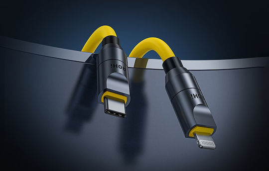Aohi Magnetic Cablu USB la Type-C / Lightning cu mai multe porturi 5A Galben 2.4m (AOC-L011)