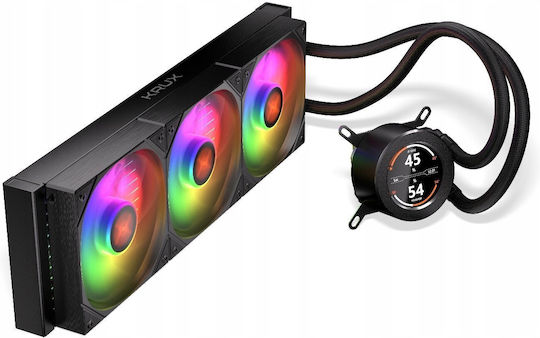 Krux HydroGlance 360 ARGB Water Cooling System AIO CPU with 3 120mm Fans