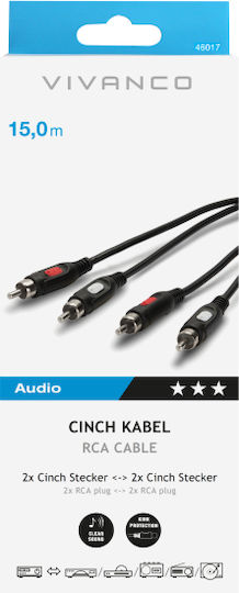 Vivanco Cable 2x RCA male - 2x RCA male 15m