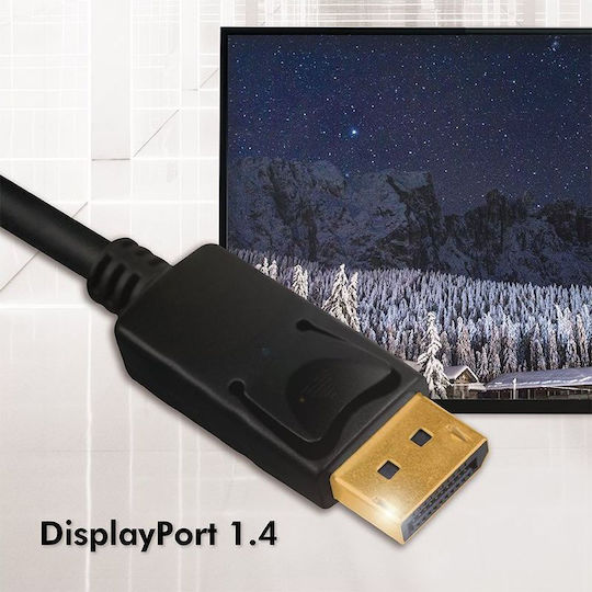 Techly Cable DisplayPort male - DisplayPort male 1m Μαύρο (109269)