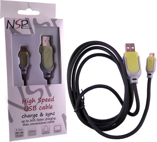 NSP USB 2.0 Cable USB-A male - micro USB-B male 1.5m (Fast Carbon)