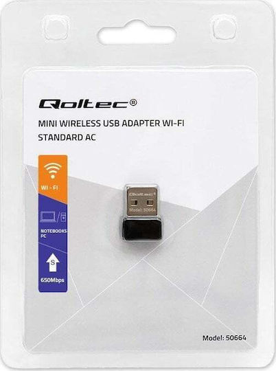 Qoltec 50664 USB Netzwerkadapter mit Drahtloser Verbindung Wi-Fi 650Mbps
