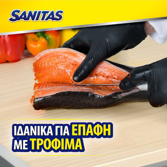 Sanitas Food Safe Гащеризони Нитрил Без прах в Черно цвят 30бр