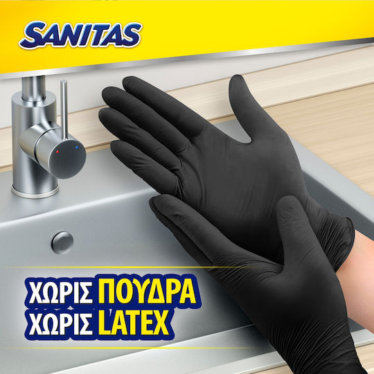 Sanitas Food Safe Гащеризони Нитрил Без прах в Черно цвят 30бр