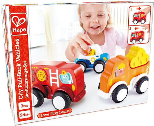 Hape Σετ Αυτοκινητάκια Pull Back