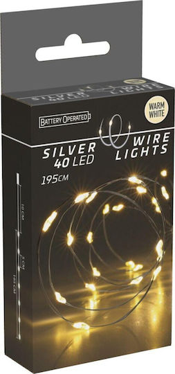 40 Λαμπάκια LED 1.95μ. Λευκά Μπαταρίας σε Σειρά
